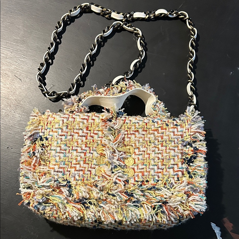 Chic Multicolor Tweed Handbag